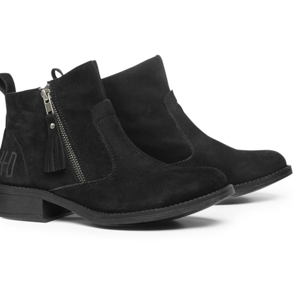 HARLEY-Davidson® Women's Melita Black Suede Leather Ankle Boots - Size:7.5